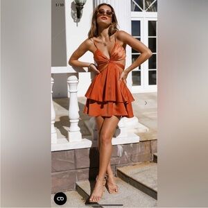 Hello Molly Orange Tie-Front Romper